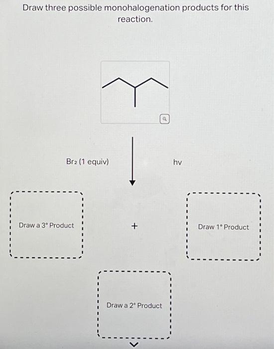 Solved Draw three possible monohalogenation products for