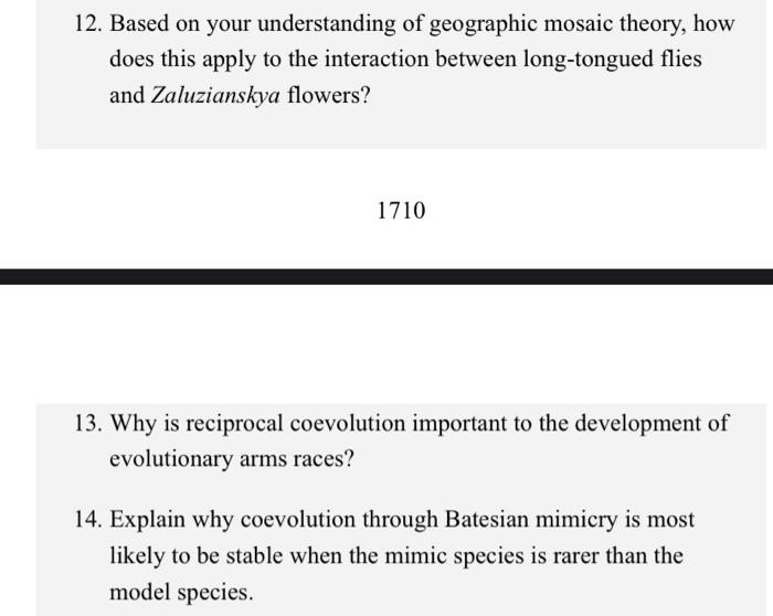 Solved 12. Based on your understanding of geographic mosaic