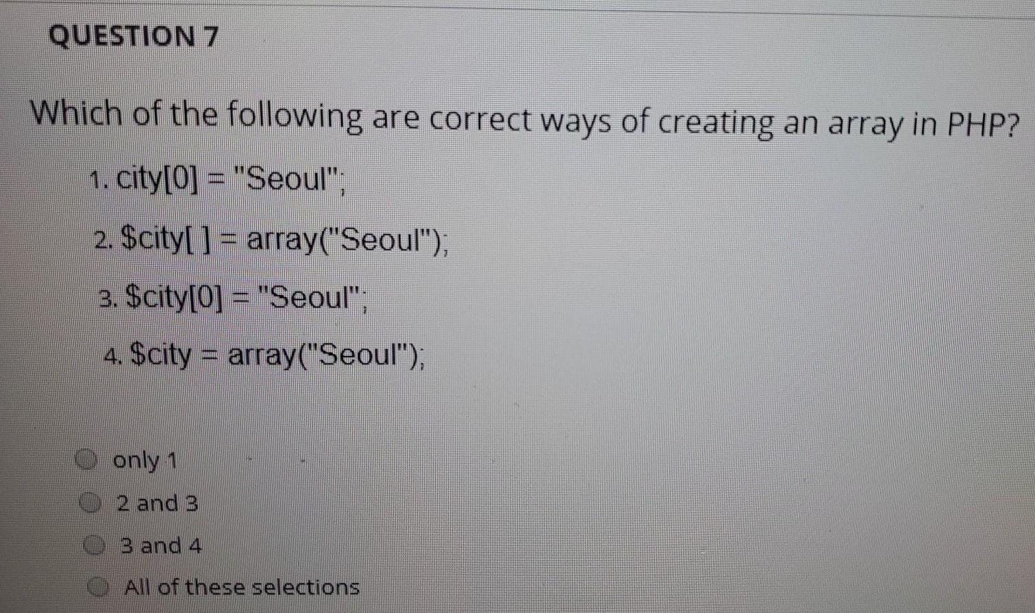 Solved QUESTION 7 Which of the following are correct ways of | Chegg.com