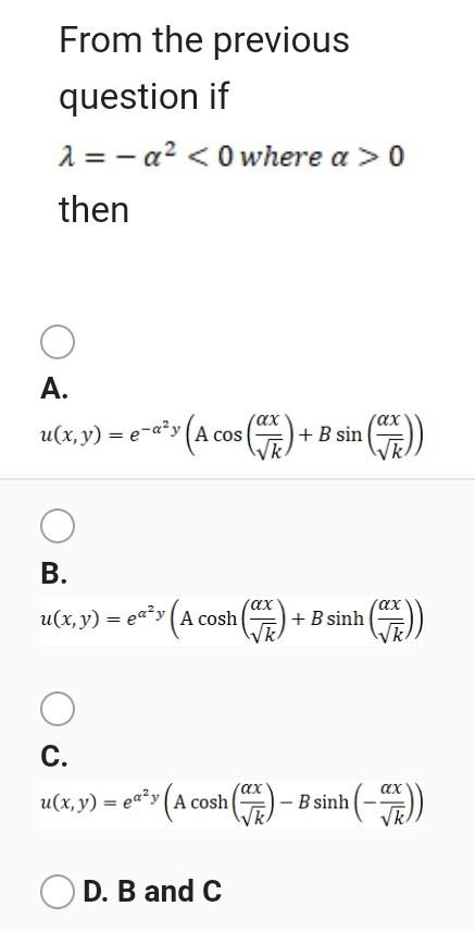 Solved Consider The Pde 02u Di K K 0 Dh2 Du By Separ Chegg Com