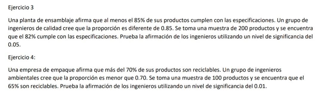 Una planta de ensamblaje afirma que al menos el \( 85 \% \) de sus productos cumplen con las especificaciones. Un grupo de in