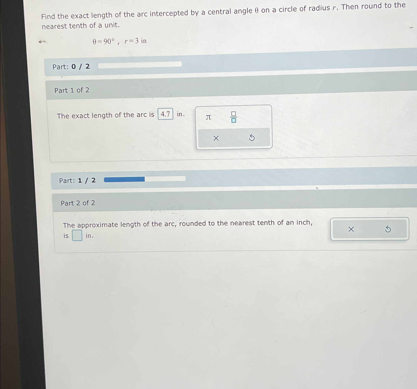 Solved Find the exact length of the arc intercepted by a | Chegg.com