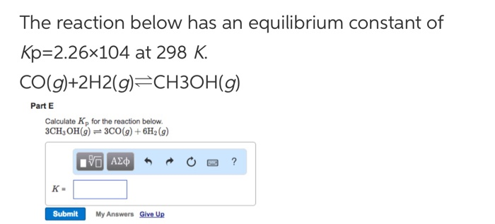 Solved The reaction below has an equilibrium constant of | Chegg.com