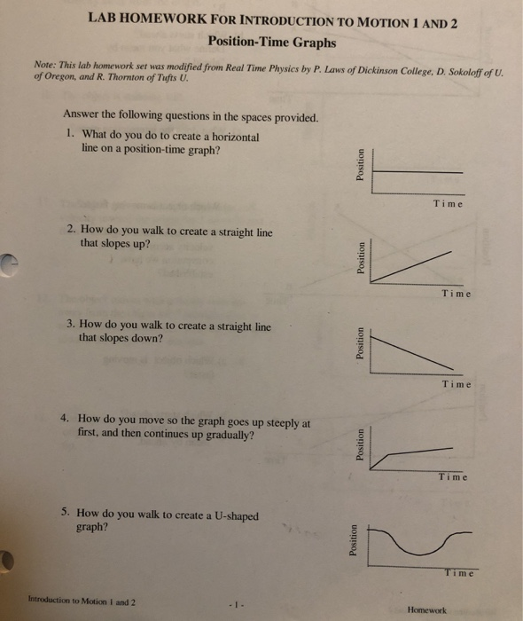 homework for lab 1 introduction to motion