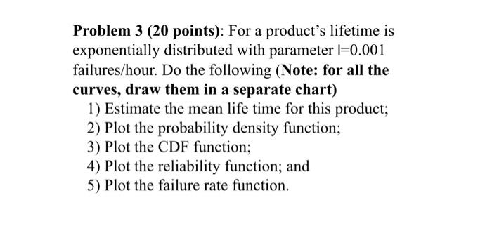 Solved Problem 3 (20 points): For a product's lifetime is | Chegg.com