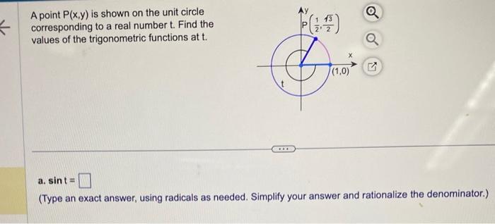Solved A point P(x,y) is shown on the unit circle | Chegg.com