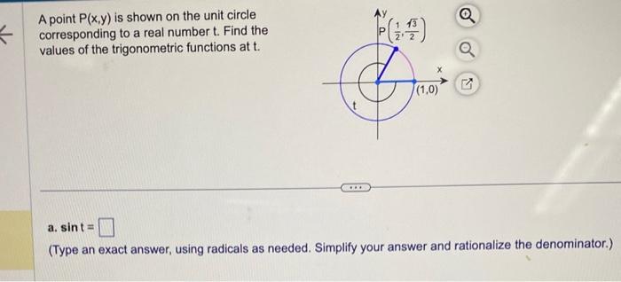 Solved A Point P(x,y) Is Shown On The Unit Circle | Chegg.com