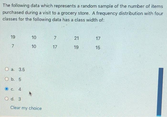 Solved The following data which represents a random sample | Chegg.com