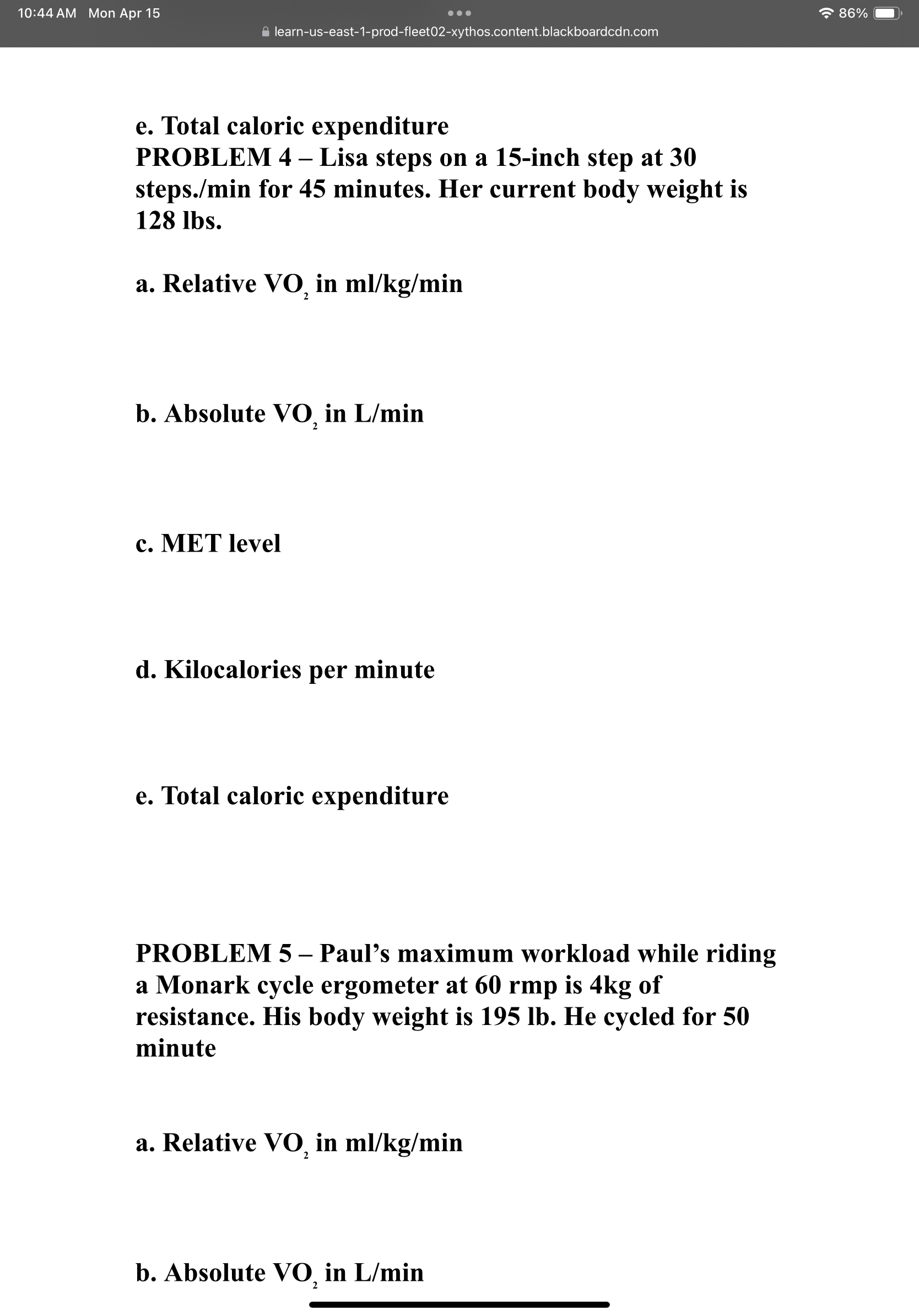 Solved PROBLEM 4 - Lisa steps on a 15-inch step at | Chegg.com