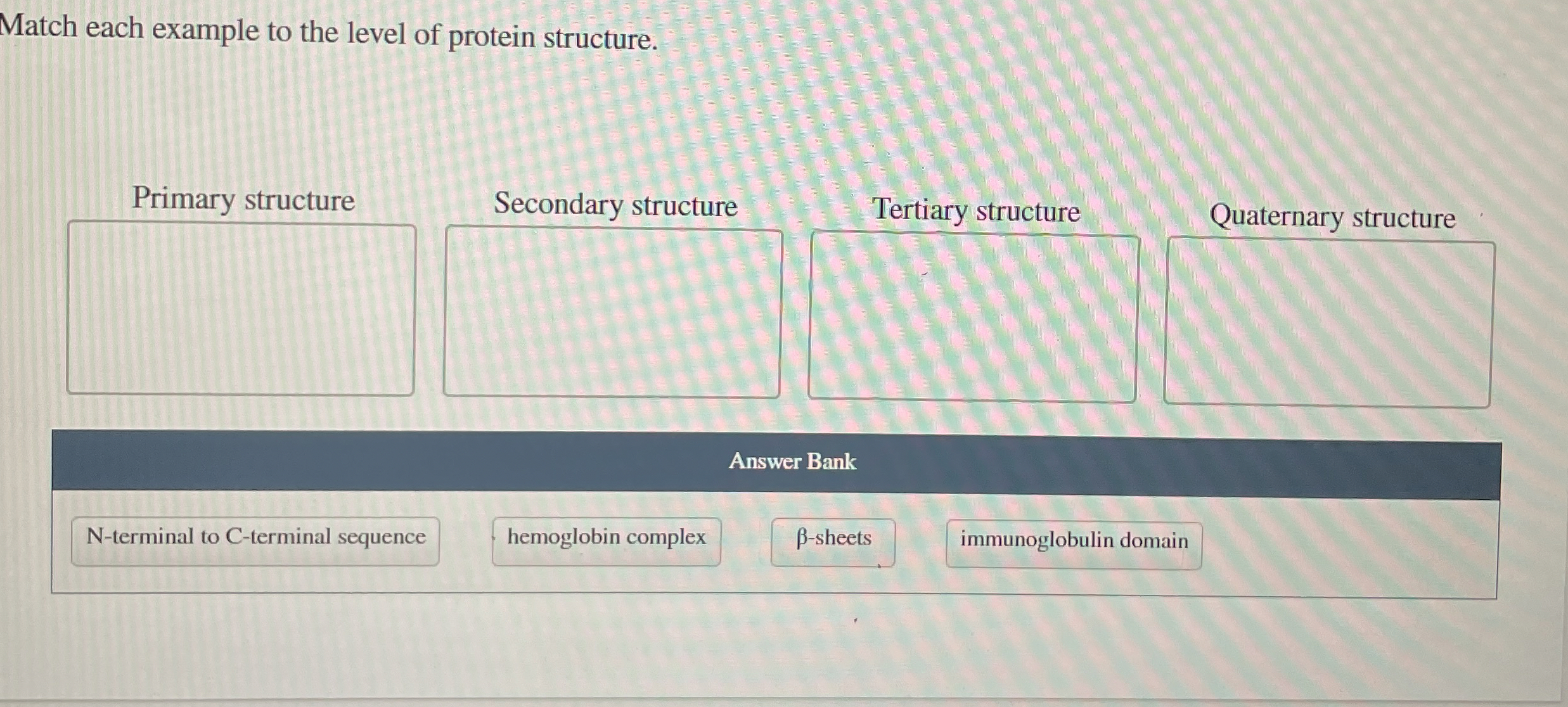 Solved Match each example to the level of protein