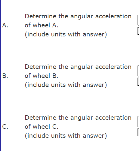 Solved Determine the angular accelerationof wheel A.(include | Chegg.com