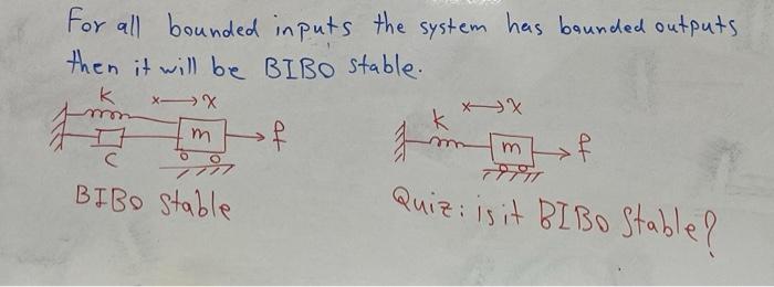Solved For all bounded inputs the system has bounded outputs | Chegg.com