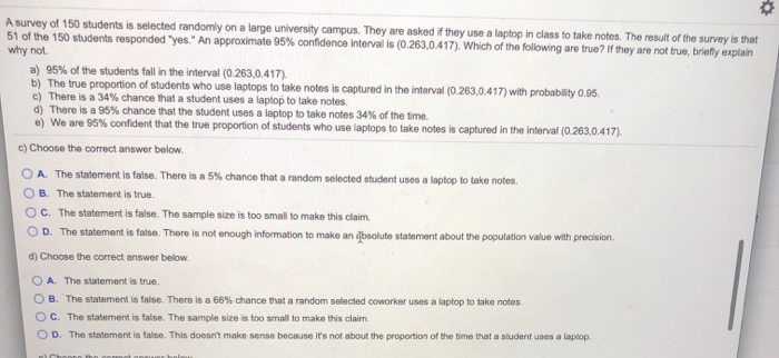 Solved A survey of 150 students is selected randomly on a | Chegg.com