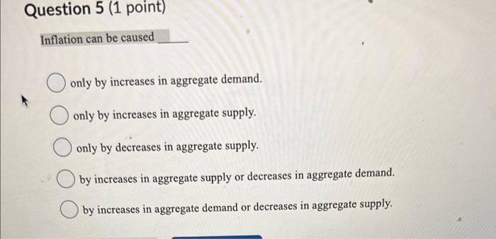Solved Inflation can be caused only by increases in | Chegg.com