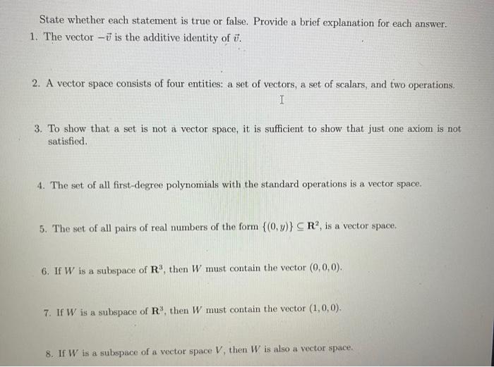 Solved State whether each statement is true or false. | Chegg.com