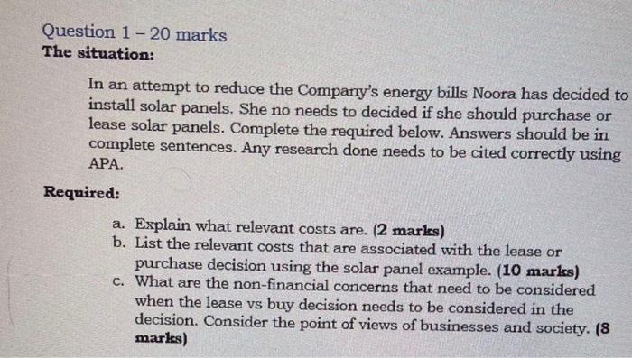 Solved Question 1−20 marks The situation: In an attempt to | Chegg.com