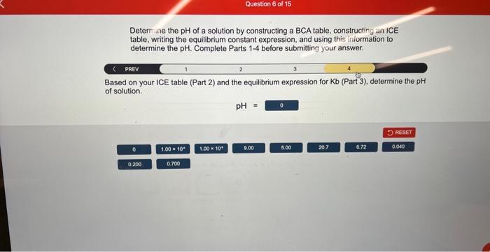 Solved Determine the pH of a solution by constructing a BCA | Chegg.com