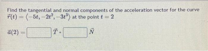 Solved Find the tangential and normal components of the | Chegg.com