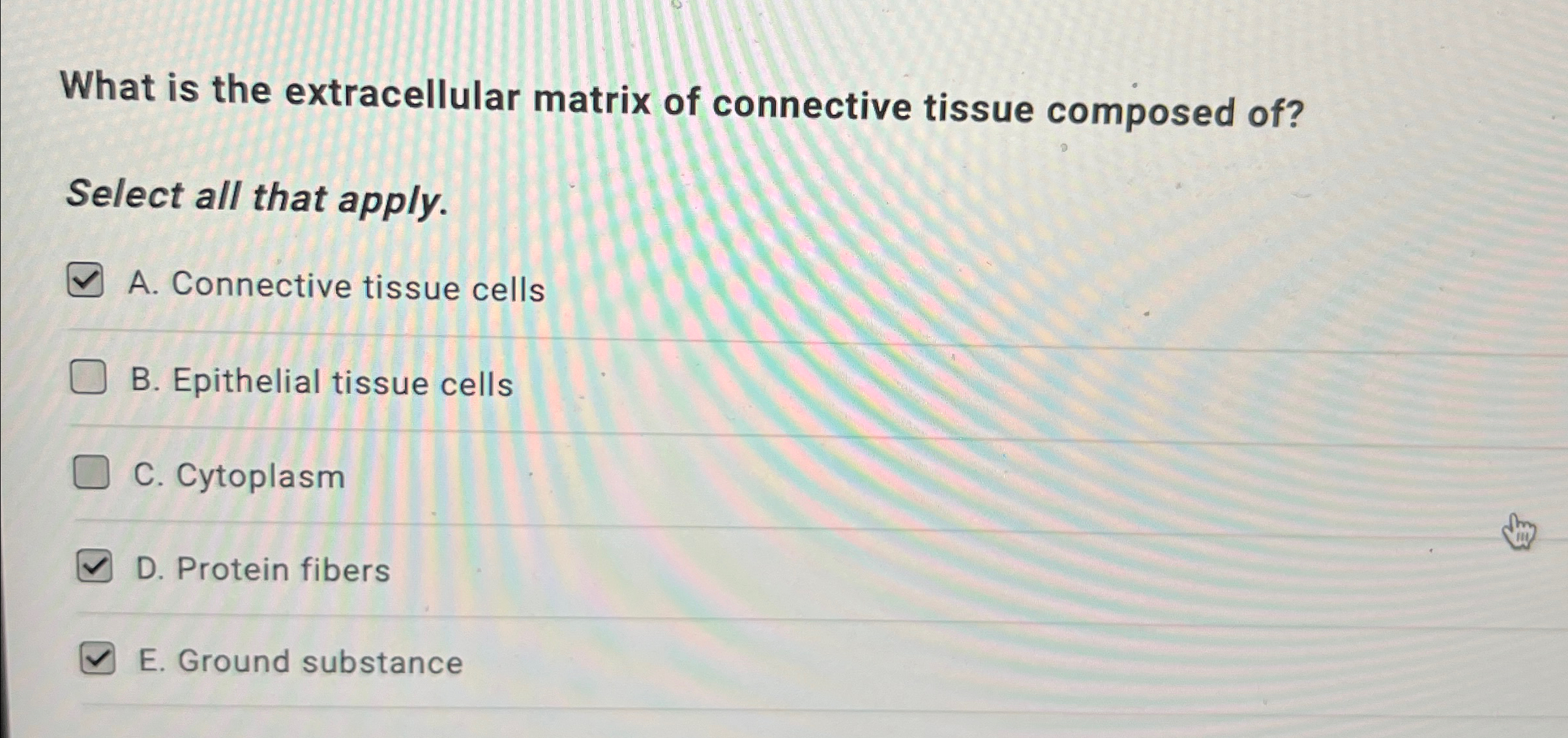 Solved What is the extracellular matrix of connective tissue | Chegg.com