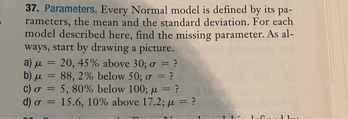 Solved 37. Parameters. Every Normal model is defined by its | Chegg.com