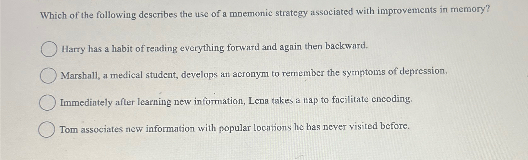 Solved Which of the following describes the use of a | Chegg.com