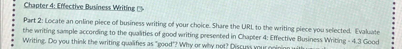 Solved : Chapter 4: Effective Business Writing 已Part 2: | Chegg.com