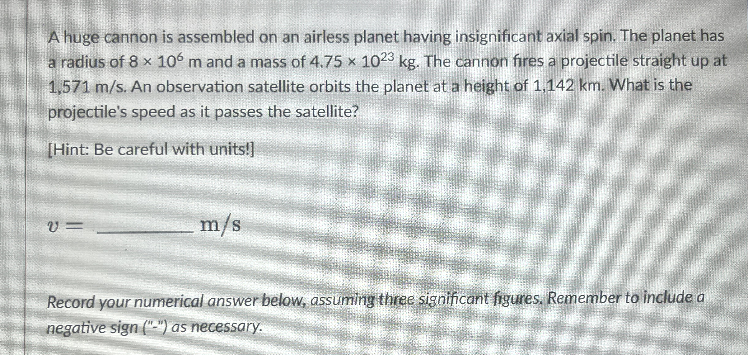 Solved A huge cannon is assembled on an airless planet | Chegg.com