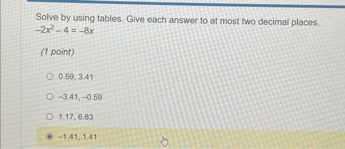 Solved Solve by using tables. Give each answer to at most | Chegg.com