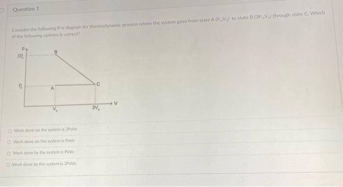 Solved Question 1 Consider the following PV diagram for | Chegg.com
