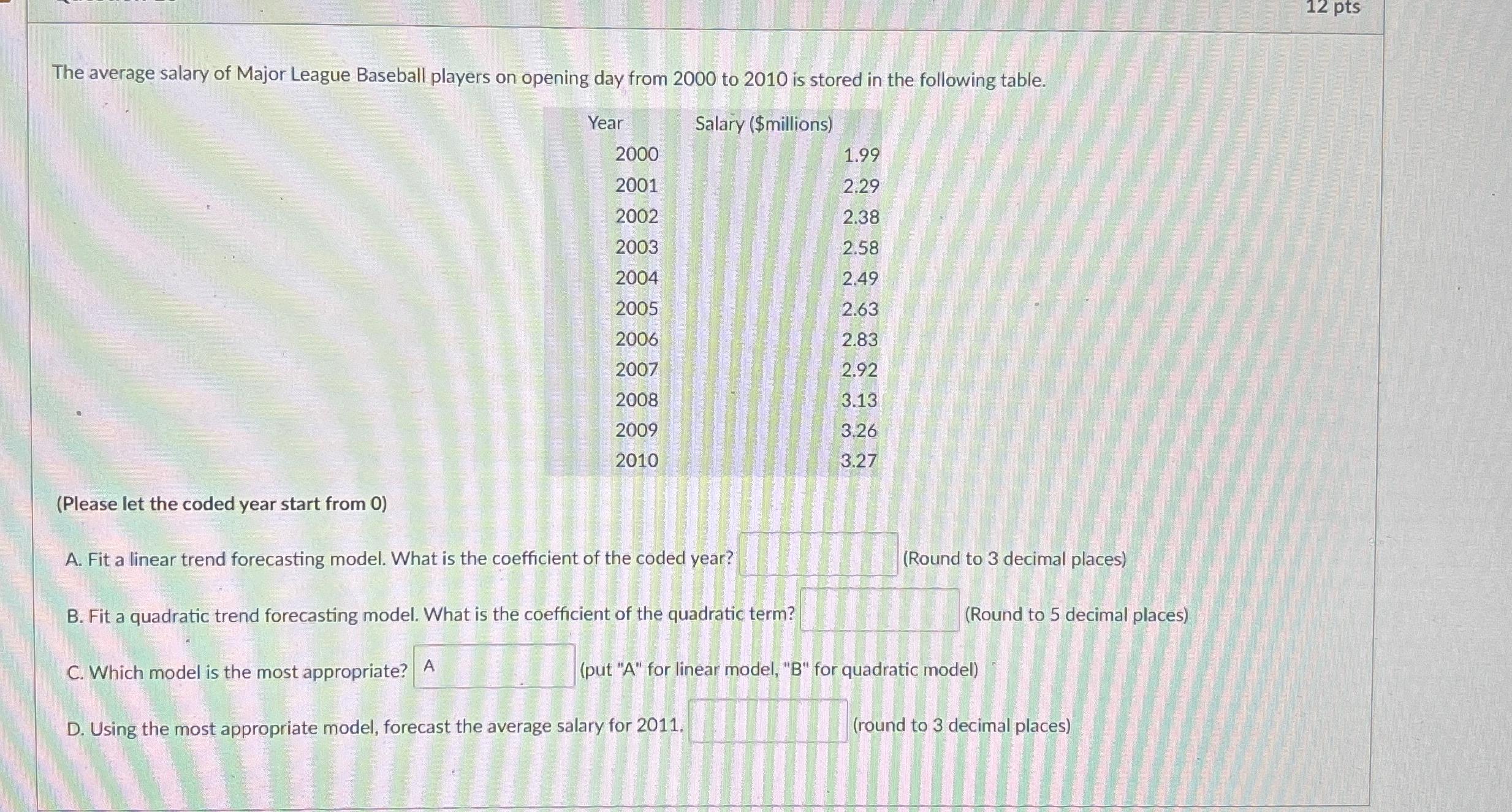 Solved The average salary of Major League Baseball players | Chegg.com