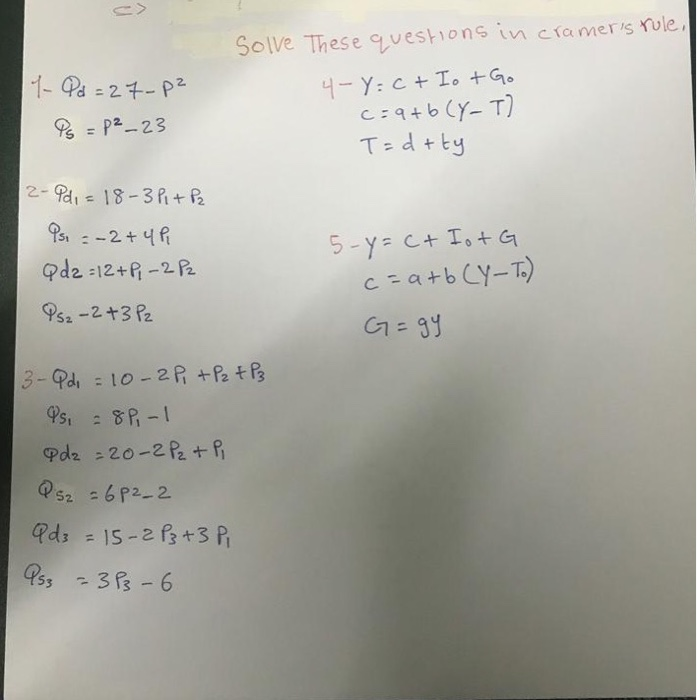 Solve These Questions In Cramer S Rule 1 Qd 27 Chegg Com