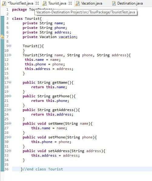 Vacation.java Destination.java Tourist Test.java X J | Chegg.com