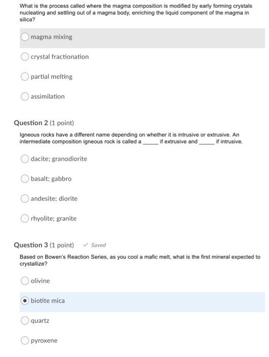 Solved What is the process called where the magma | Chegg.com