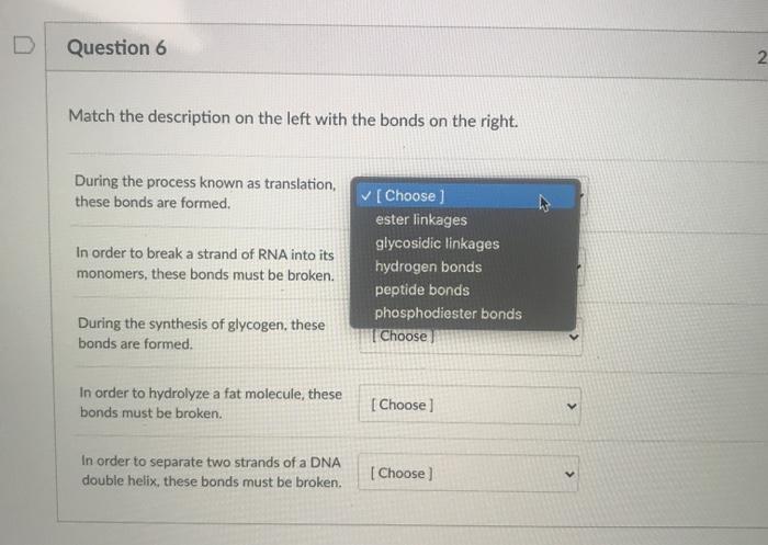 Solved Question 6 2. Match the description on the left with | Chegg.com