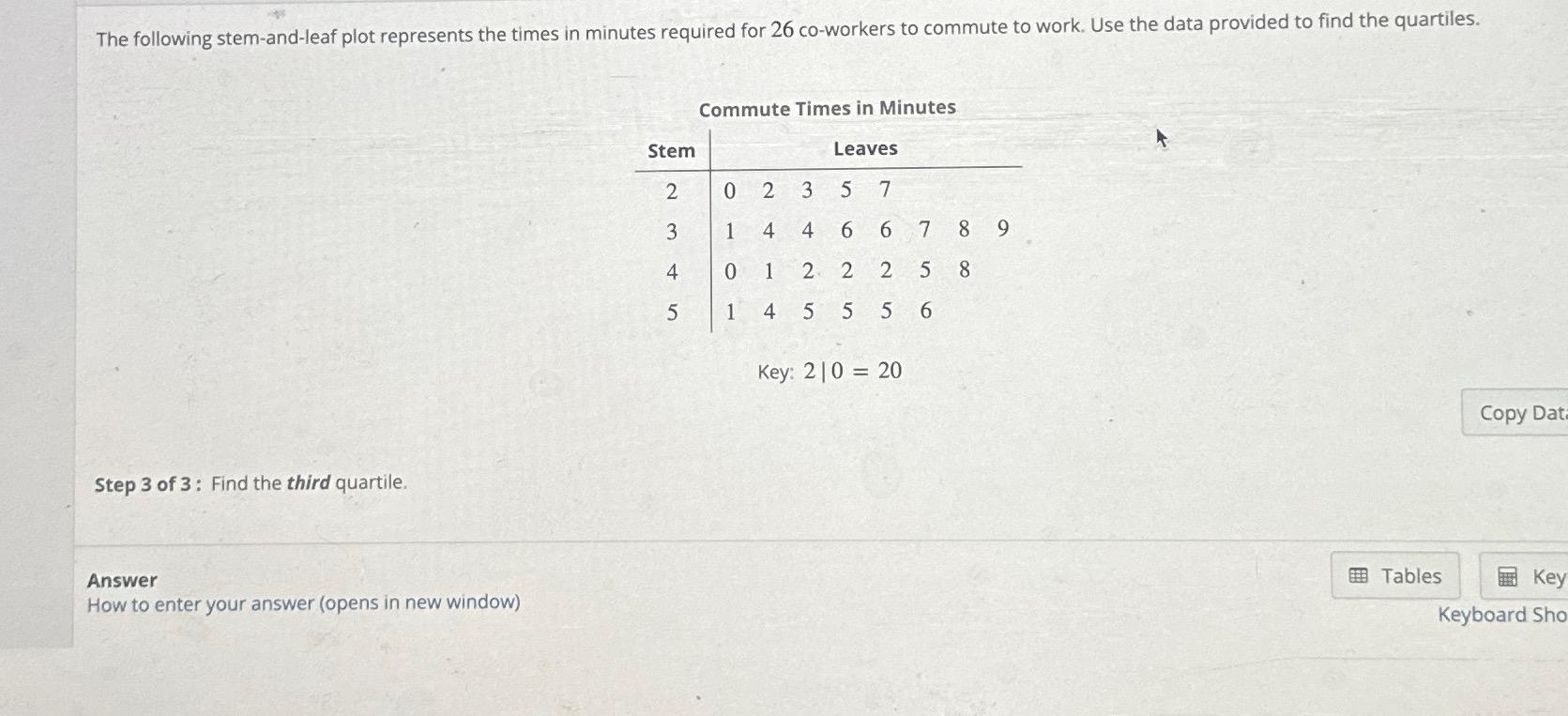 Solved The following stem-and-leaf plot represents the times | Chegg.com