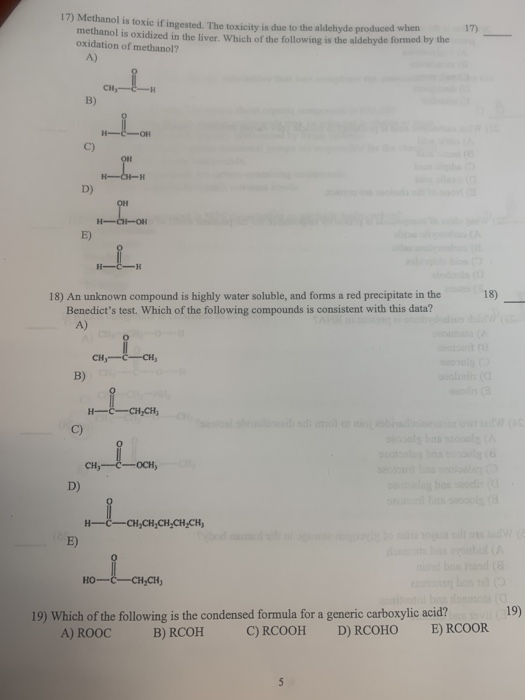 Solved 1) Methanol is toxic if ingested. The toxicity due to