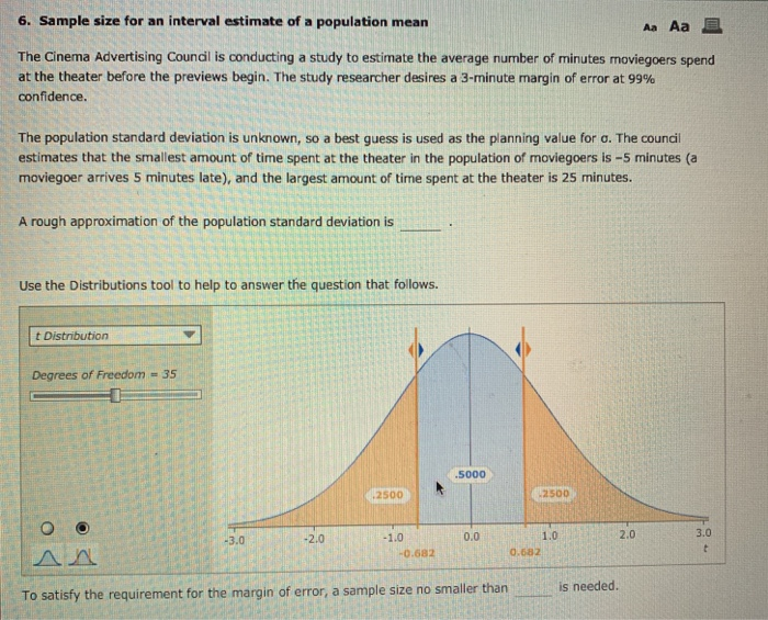 Solved 6. Sample Size For An Interval Estimate Of A | Chegg.com