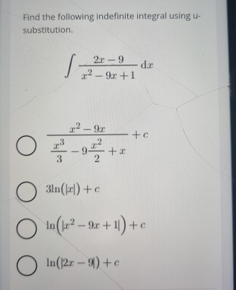 Solved Find the following indefinite integral using u | Chegg.com
