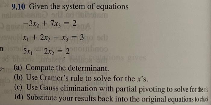 Solved 9.10 Given the system of equations | Chegg.com