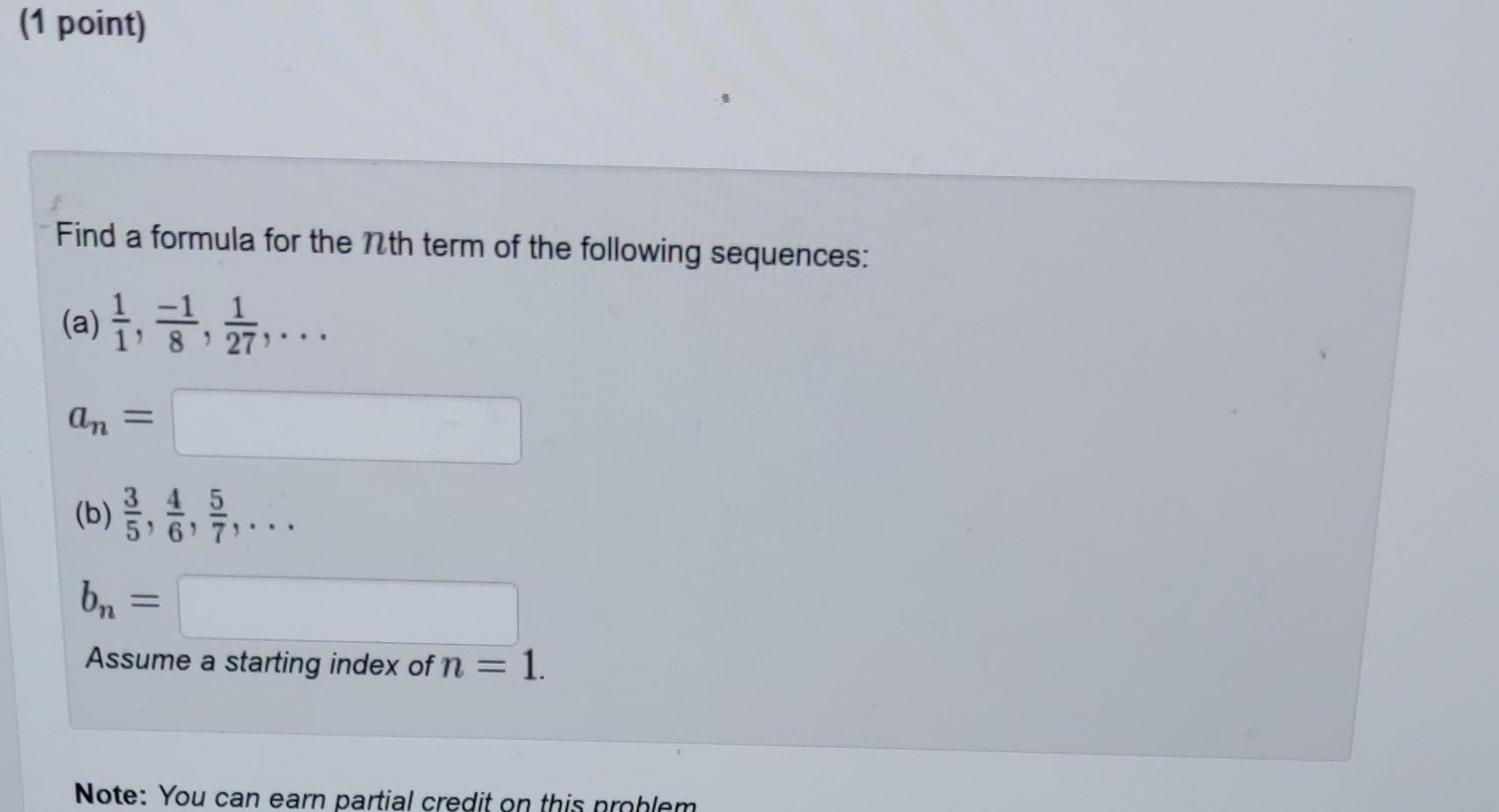 Solved Find a formula for the nth term of the following | Chegg.com