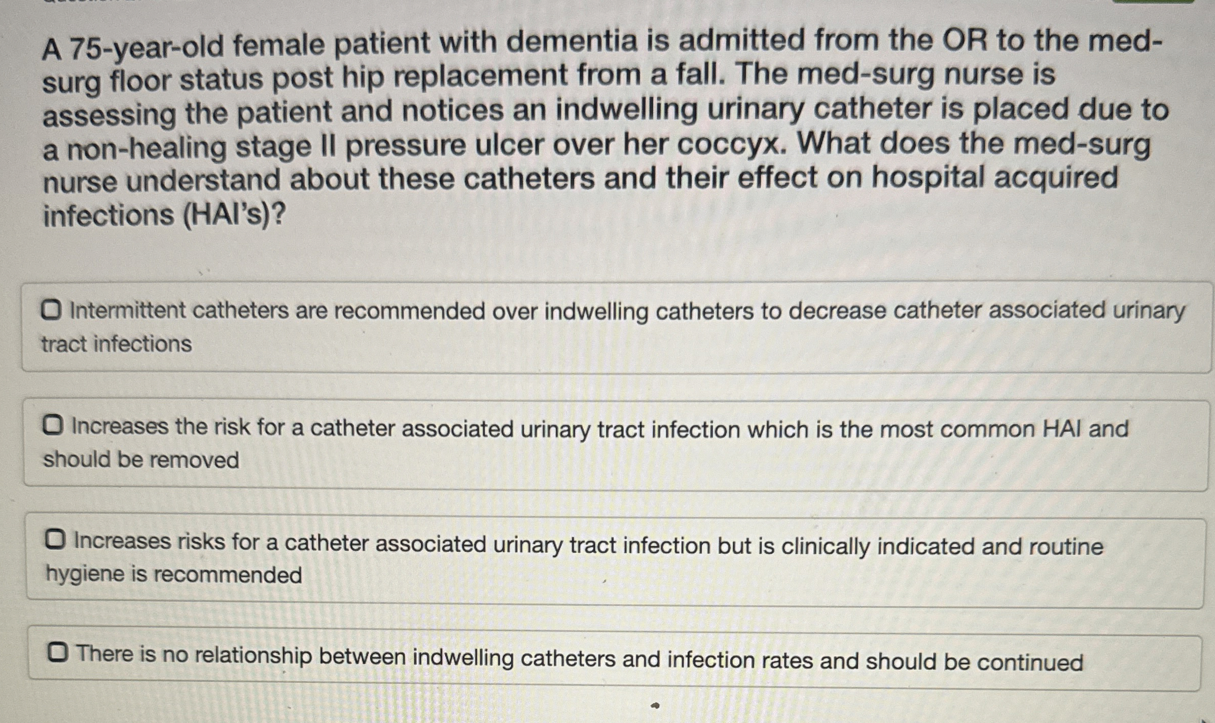 Solved A 75-year-old female patient with dementia is | Chegg.com
