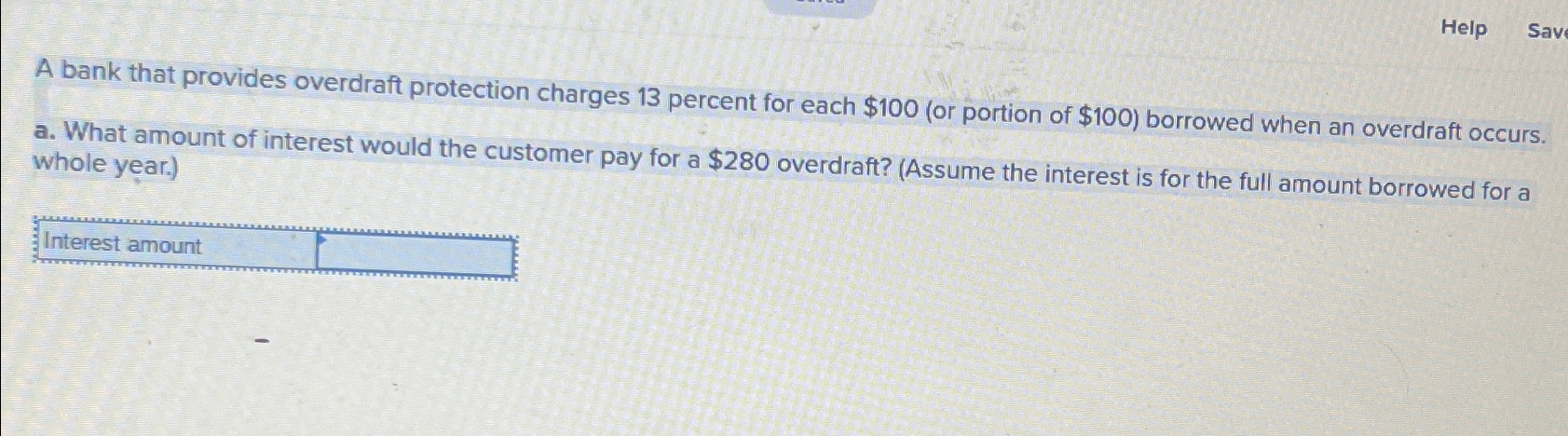 HelpA bank that provides overdraft protection charges | Chegg.com