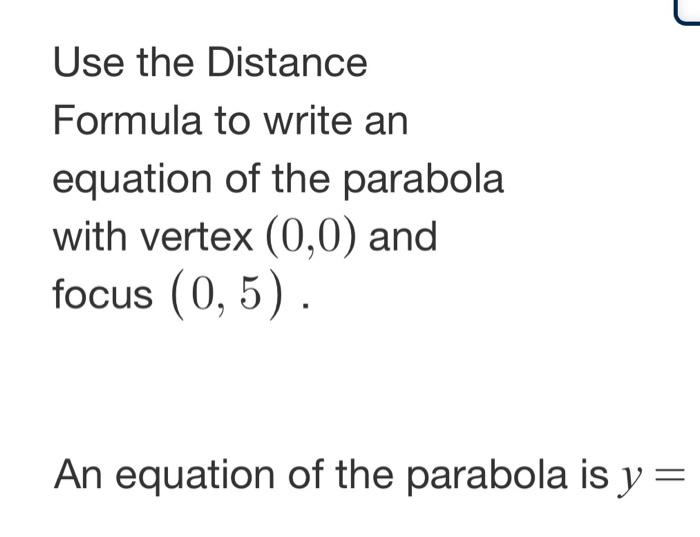 Solved Use the Distance Formula to write an equation of the | Chegg.com