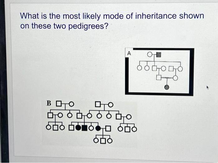 Solved Select The Most Likely Mode Of Inheritance For The Free