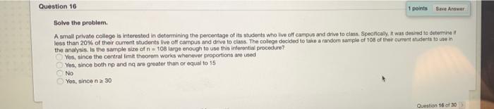 Solved Question 16 1 points Save Answer Solve the problem A | Chegg.com