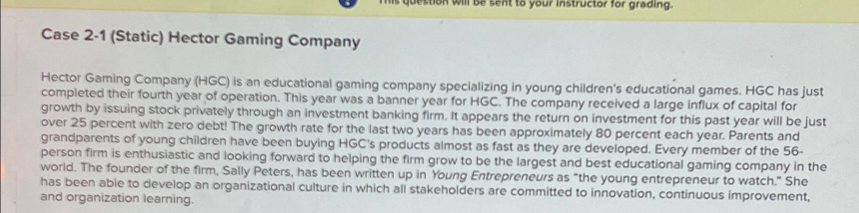 hector gaming company case study