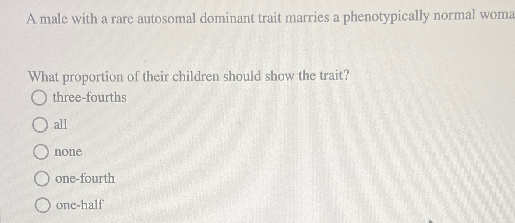 Solved A male with a rare autosomal dominant trait marries a | Chegg.com