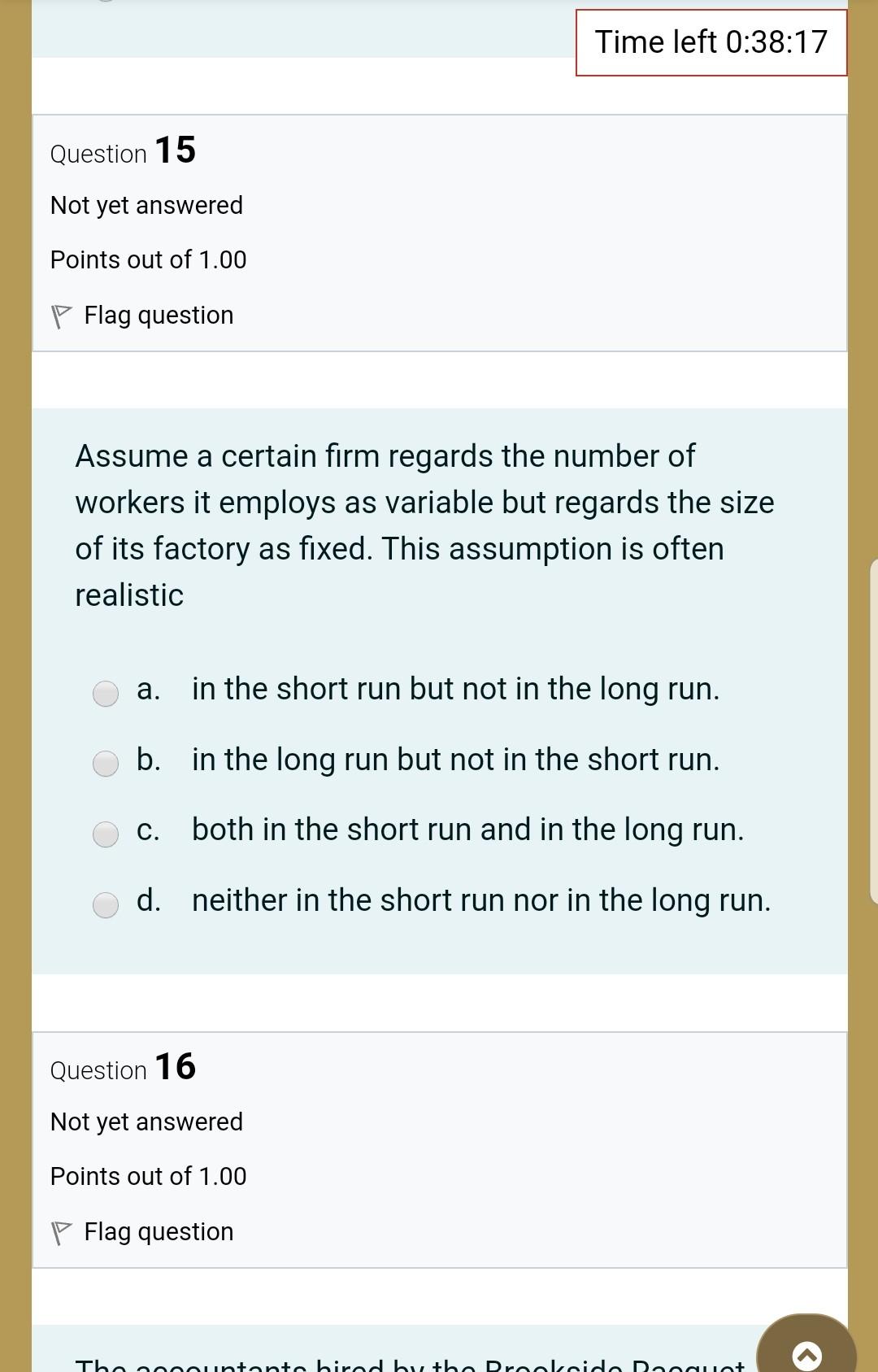 Solved Time Left 0:38:17 Question 15 Not Yet Answered Points | Chegg.com