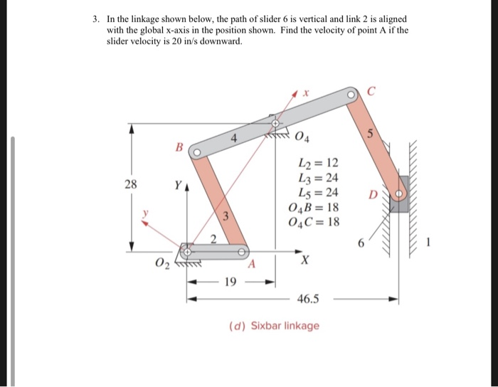 Solved 3. In the linkage shown below, the path of slider 6 | Chegg.com