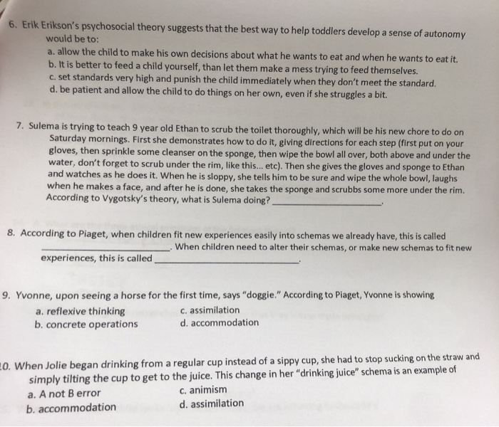 Solved 6. Erik Erikson s psychosocial theory suggests that Chegg